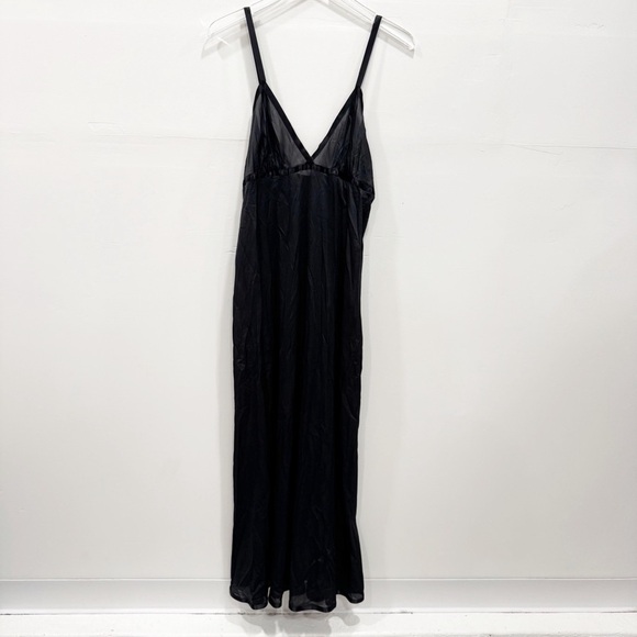 Vintage Handmade Sheer Full Length Nighty Sleep Dress Lingerie XL Black Strappy - Picture 1 of 5